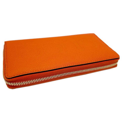 Gucci Wallet Zip Around Leather Logo Orange Gold