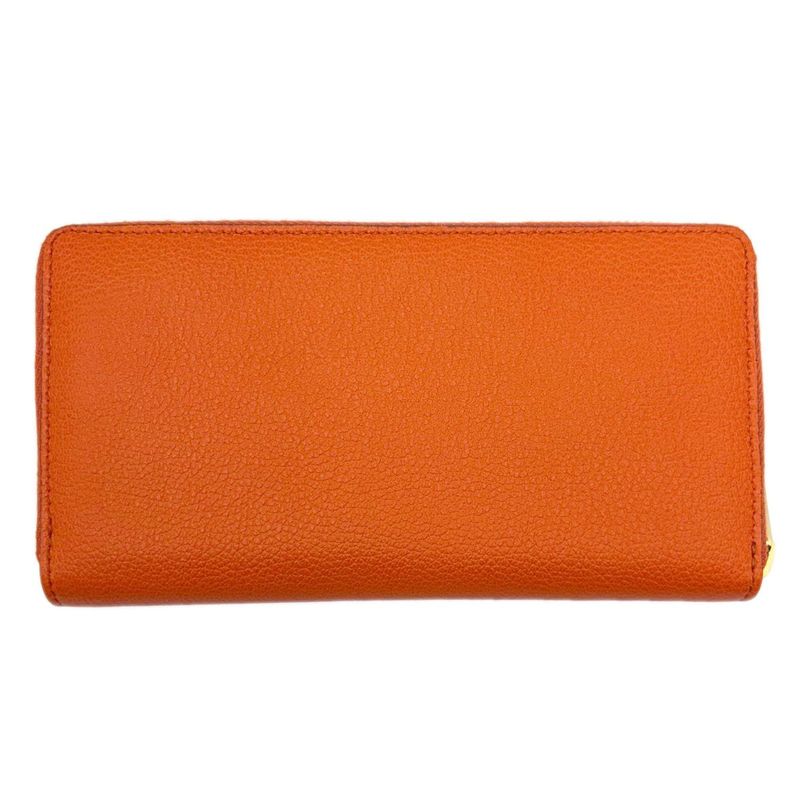 Gucci Wallet Zip Around Leather Logo Orange Gold