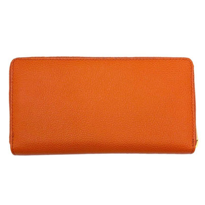 Gucci Wallet Zip Around Leather Logo Orange Gold