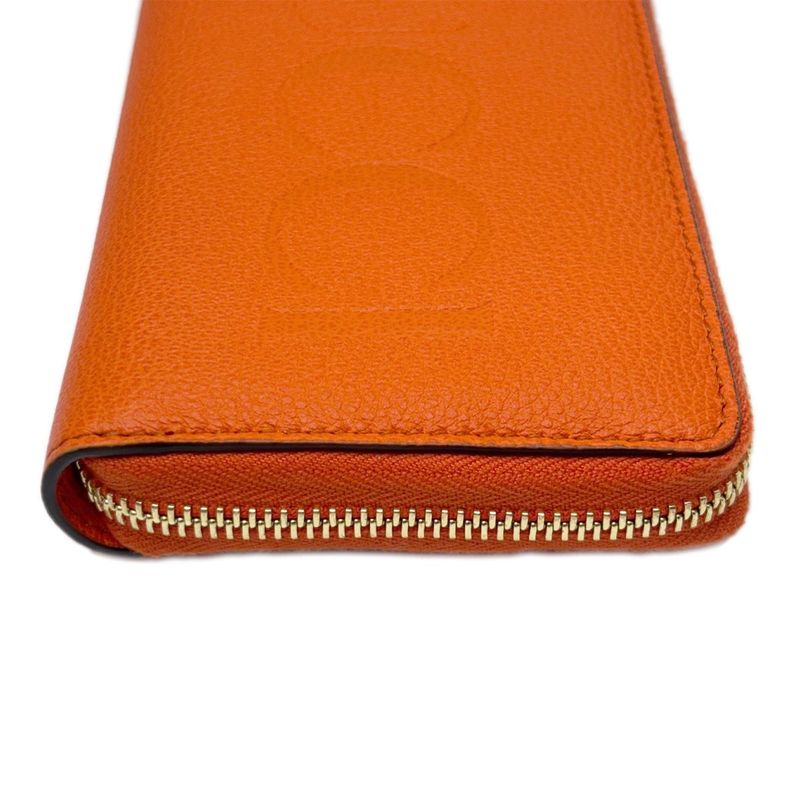 Gucci Wallet Zip Around Leather Logo Orange Gold