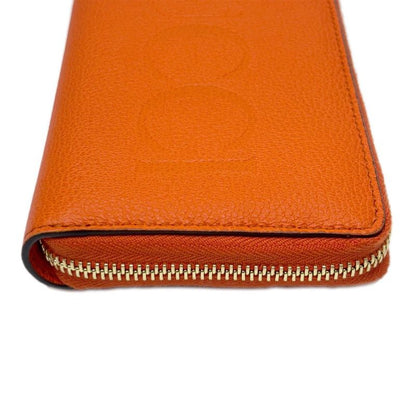 Gucci Wallet Zip Around Leather Logo Orange Gold