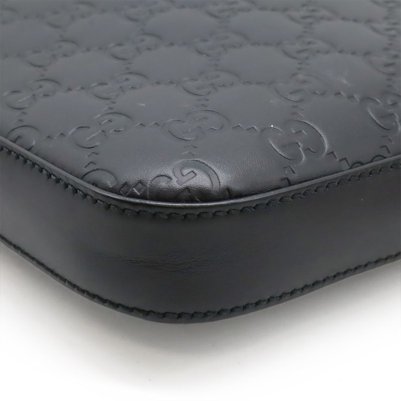 Guccissima Shoulder Bag Crossbody Leather Black Silver