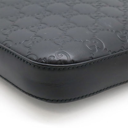 Guccissima Shoulder Bag Crossbody Leather Black Silver
