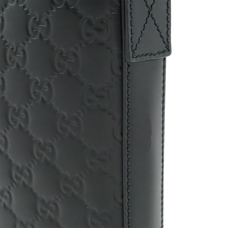 Guccissima Shoulder Bag Crossbody Leather Black Silver