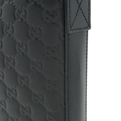 Guccissima Shoulder Bag Crossbody Leather Black Silver