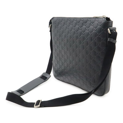 Guccissima Shoulder Bag Crossbody Leather Black Silver