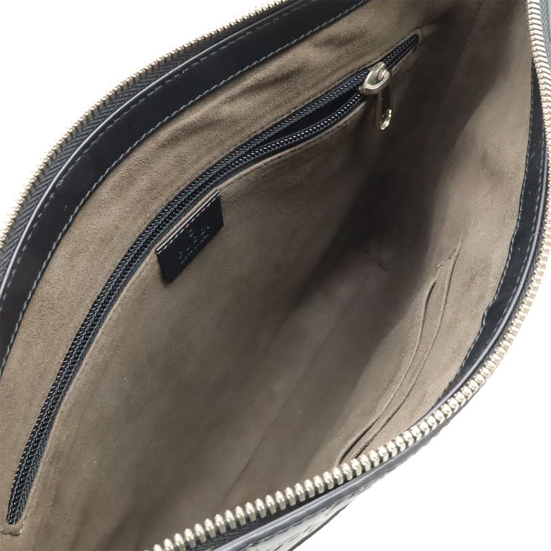 Guccissima Shoulder Bag Crossbody Leather Black Silver
