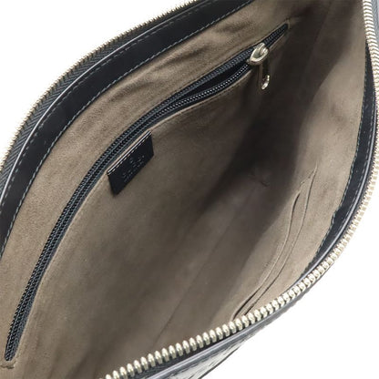 Guccissima Shoulder Bag Crossbody Leather Black Silver
