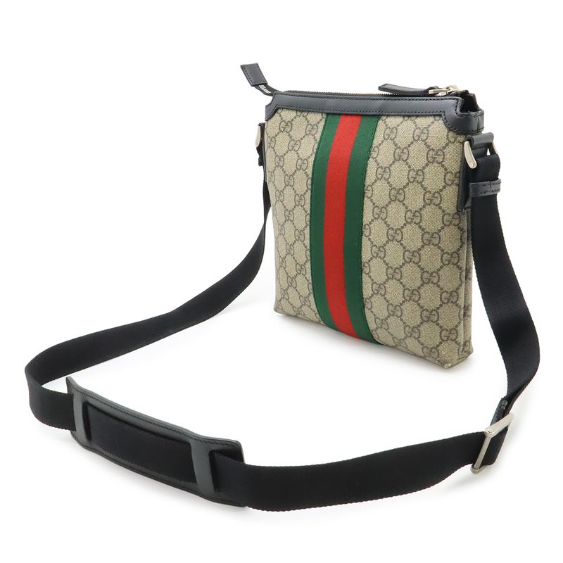 Gucci GG Supreme Sherry Line Web Flat Messenger Bag