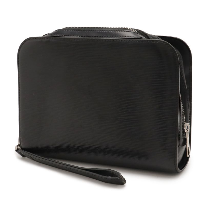 Louis Vuitton Epi Hoche Clutch Leather Noir Black Silver
