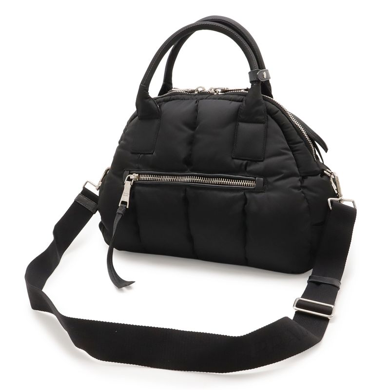 Prada Tessuto Bomba Tote 2-Way Shoulder Bag Nylon Leather Nero Black