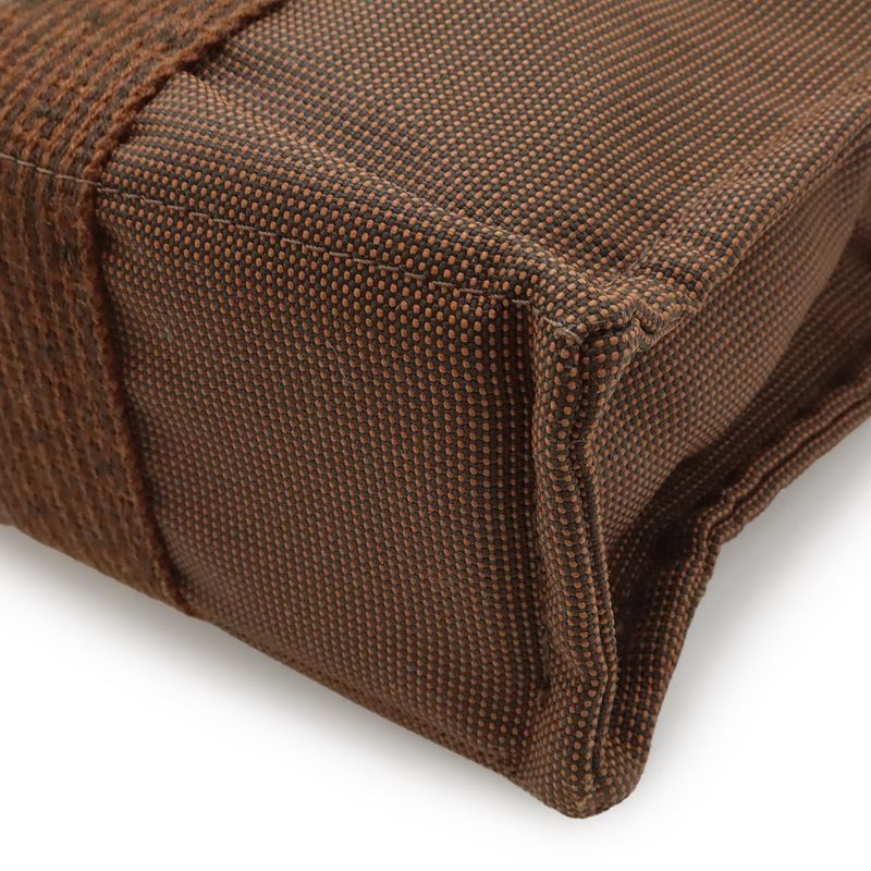 Hermes Her Line Tote PM Tote Mini Tote Canvas Brown Silver