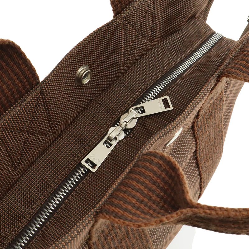 Hermes Her Line Tote PM Tote Mini Tote Canvas Brown Silver