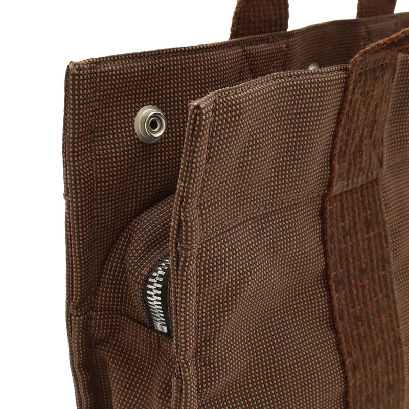 Hermes Her Line Tote PM Tote Mini Tote Canvas Brown Silver