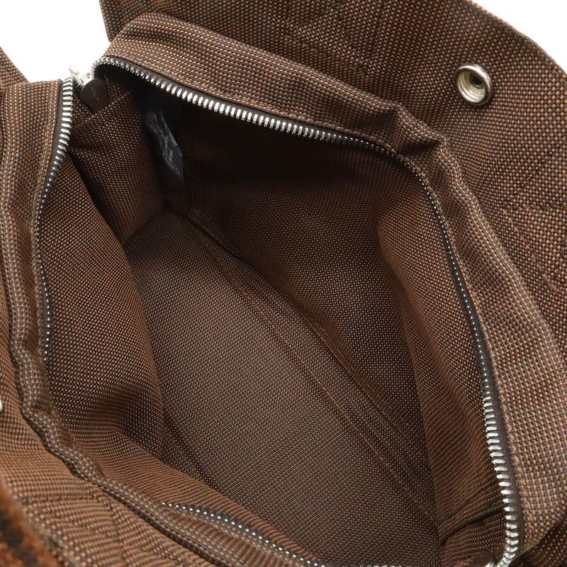 Hermes Her Line Tote PM Tote Mini Tote Canvas Brown Silver