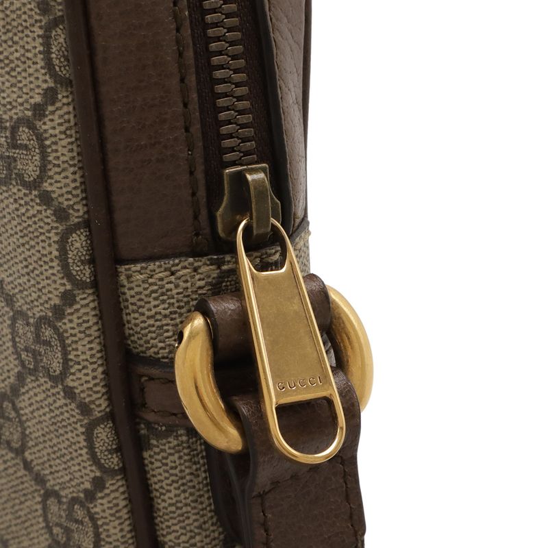 Gucci Ophidia Small Messenger Bag GG Supreme Sherry Line Leather Beige