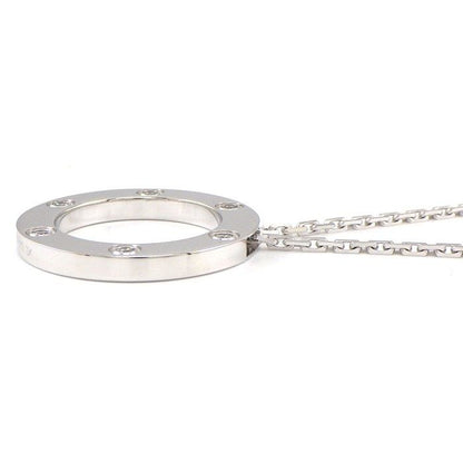 Cartier Necklace Love Circle Round 6 Point Diamond 18K White Gold