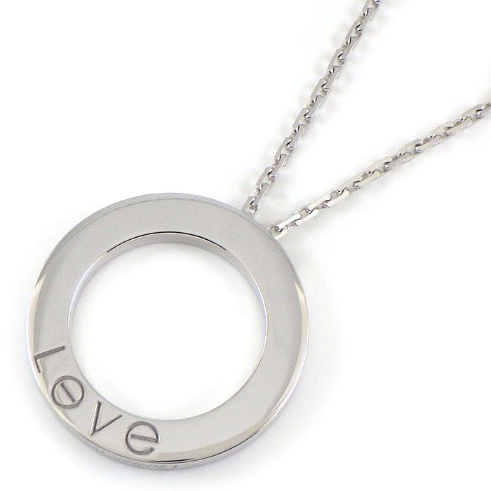 Cartier Necklace Love Circle Round 6 Point Diamond 18K White Gold