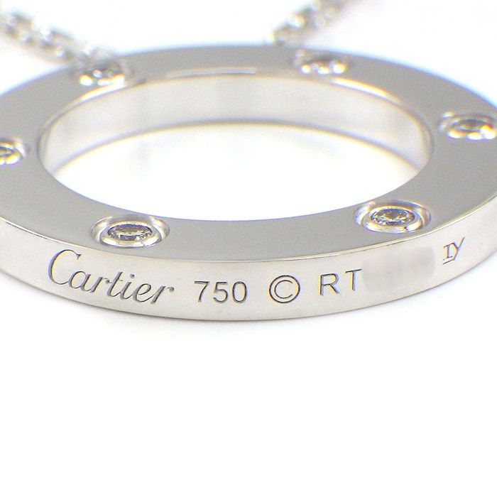 Cartier Necklace Love Circle Round 6 Point Diamond 18K White Gold