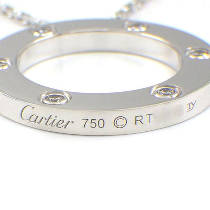 Cartier Necklace Love Circle Round 6 Point Diamond 18K White Gold