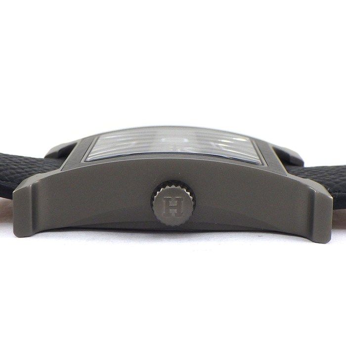 Hermes Watch Back Sketch Square Satin Polished Black Dial