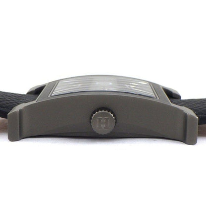Hermes Watch Back Sketch Square Satin Polished Black Dial