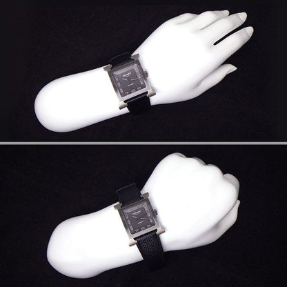 Hermes Watch Back Sketch Square Satin Polished Black Dial