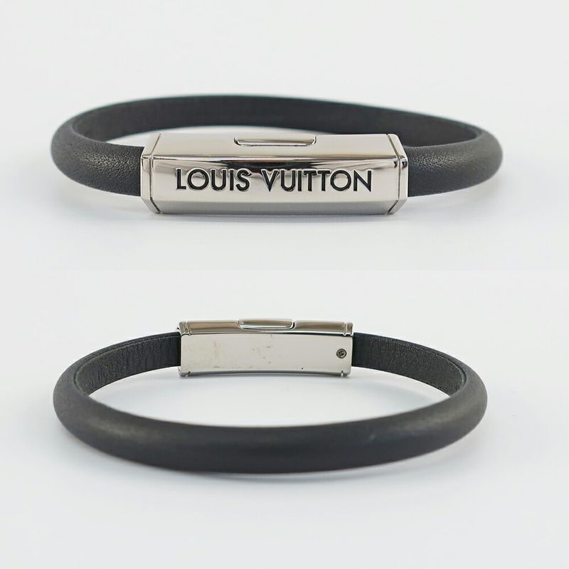 Louis Vuitton Bracelet Clip It Leather Clasp Closure Black