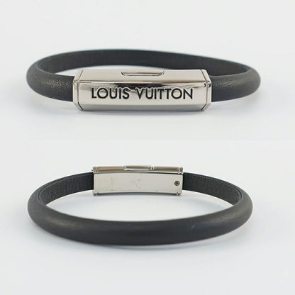 Louis Vuitton Bracelet Clip It Leather Clasp Closure Black