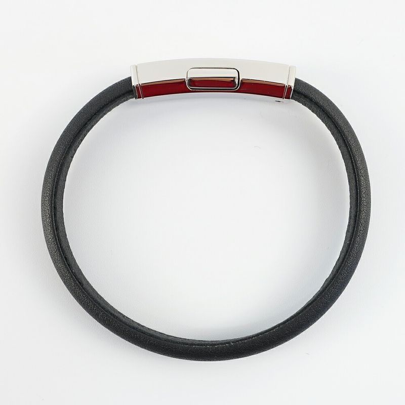 Louis Vuitton Bracelet Clip It Leather Clasp Closure Black