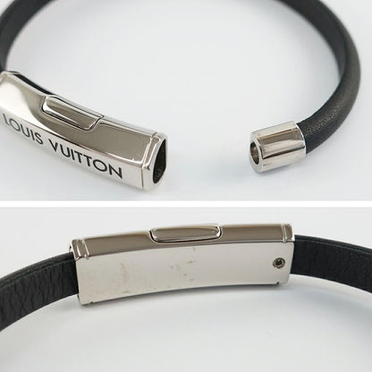Louis Vuitton Bracelet Clip It Leather Clasp Closure Black