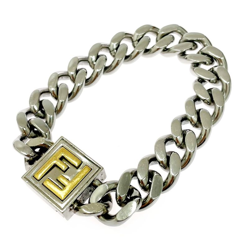 Fendi FF Logo Chain Bracelet XS Silver