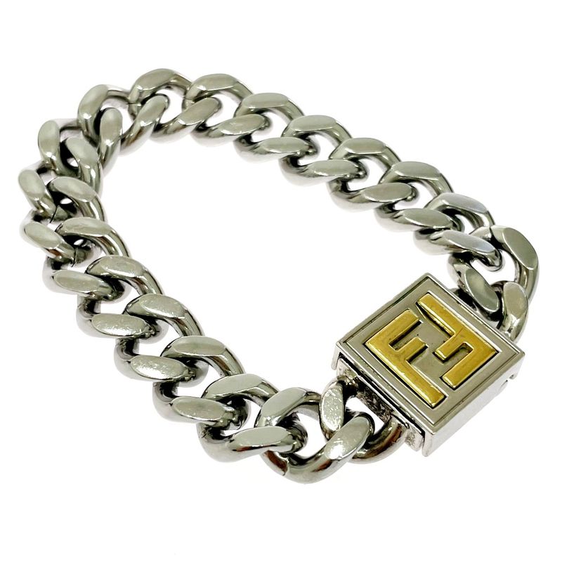 Fendi FF Logo Chain Bracelet XS Silver