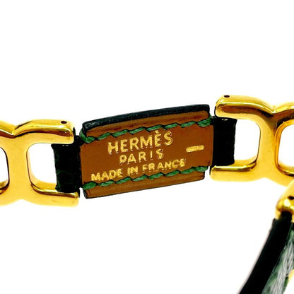 Hermes Leather Motif Bracelet Green
