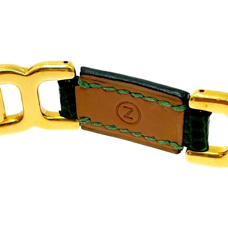 Hermes Leather Motif Bracelet Green