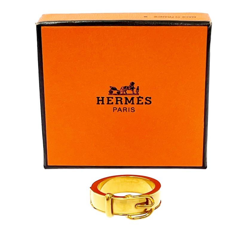 Hermes Ceinture Scarf Ring Gold