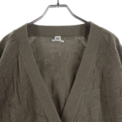 Hermes Motif Corozo Button Knit Cardigan Brown