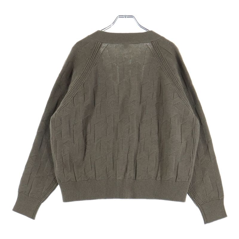 Hermes Motif Corozo Button Knit Cardigan Brown