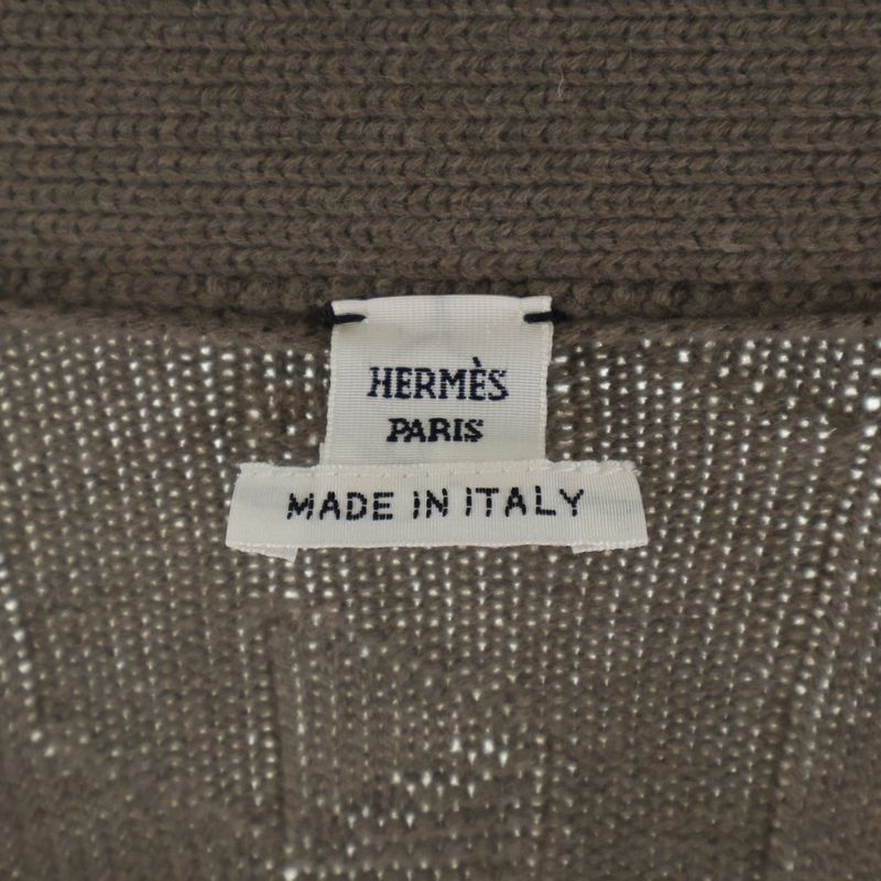 Hermes Motif Corozo Button Knit Cardigan Brown