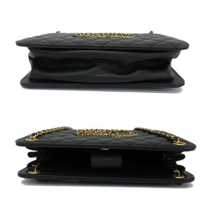Chanel Accordion Black CC Logo Chain Shoulder Bag Lambskin
