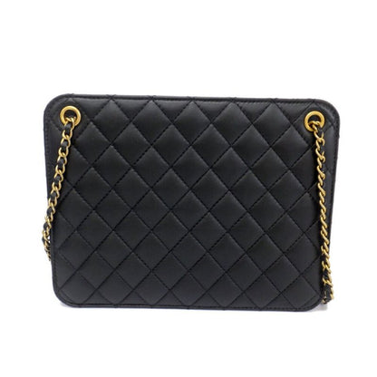 Chanel Accordion Black CC Logo Chain Shoulder Bag Lambskin