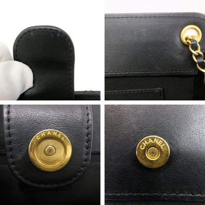 Chanel Accordion Black CC Logo Chain Shoulder Bag Lambskin