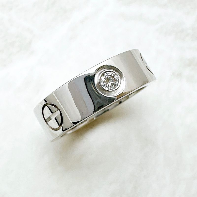 Cartier Love Half Diamond White Gold Ring 48