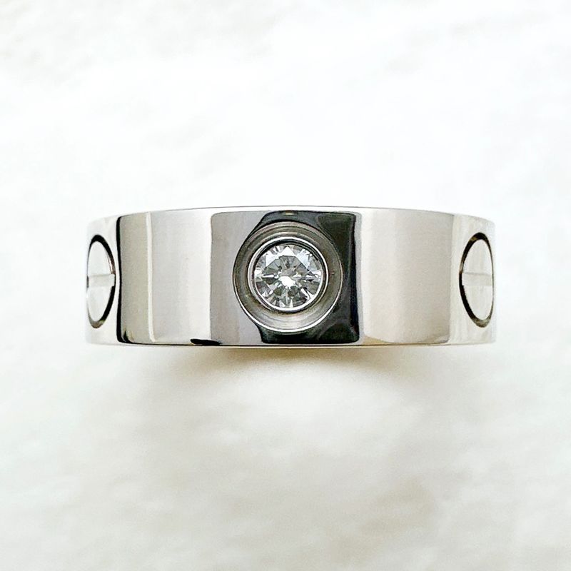 Cartier Love Half Diamond White Gold Ring 48