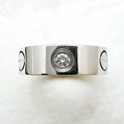 Cartier Love Half Diamond White Gold Ring 48