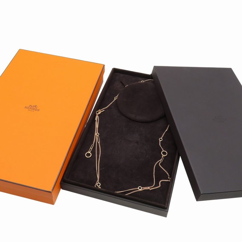 Hermes Echape Long Necklace 750 Pink Gold