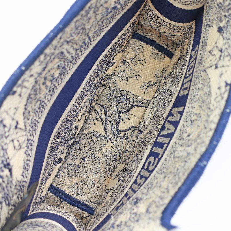 Dior Book Tote Mini Toile de Jouy Navy White Canvas Handbag