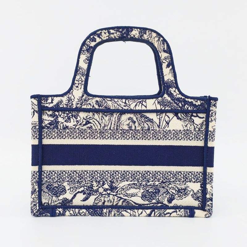 Dior Book Tote Mini Toile de Jouy Navy White Canvas Handbag
