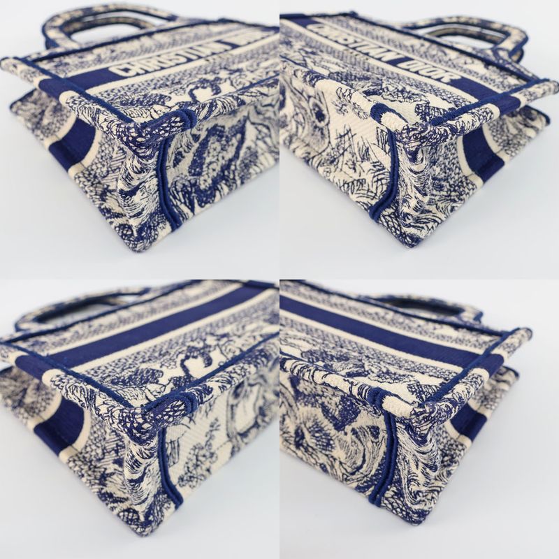 Dior Book Tote Mini Toile de Jouy Navy White Canvas Handbag