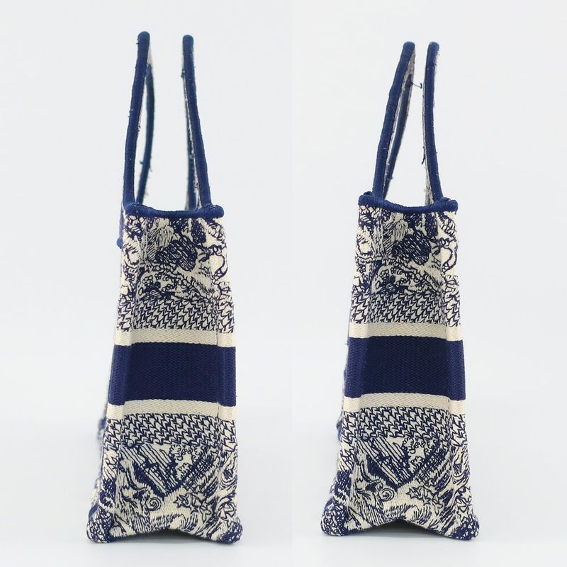 Dior Book Tote Mini Toile de Jouy Navy White Canvas Handbag